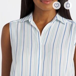 Striped Sleeveless Blouse - Blue and White